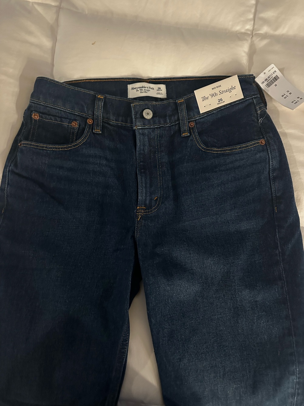 Abercrombie & Fitch Dark Indigo Mid Rise 90s Straight Jeans
